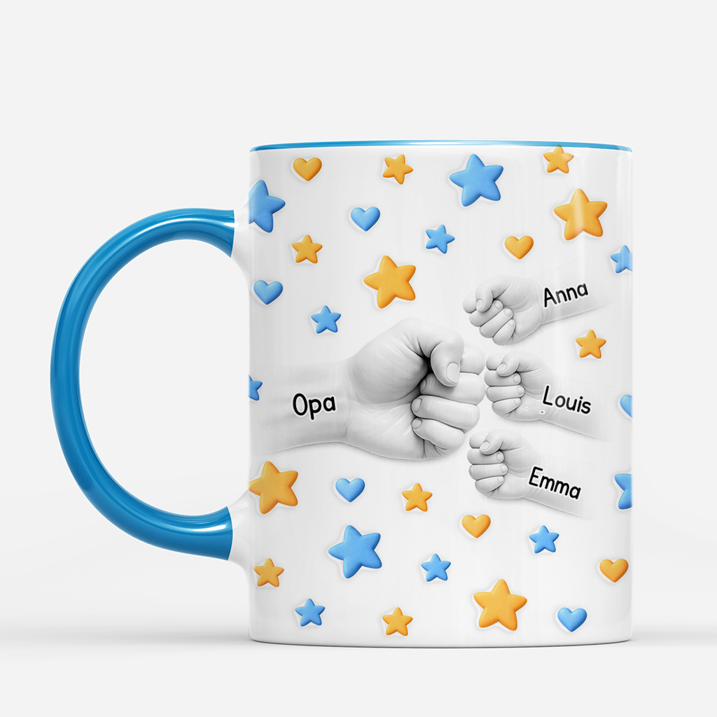 8190MGE2 3d druck effekt hand in hand sterne  herzen personalisiertes geschenk  opapapa tasse 8190mtfwb