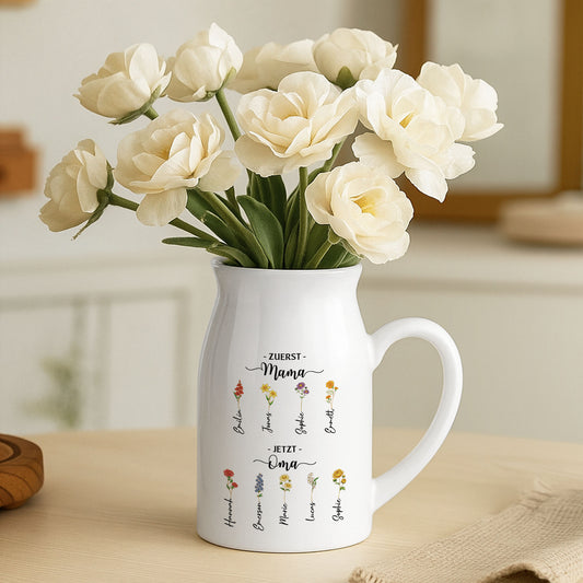 8192OGE2 erst mama jetzt oma personalisiertes geschenk  vase keramik glitzer blumen 8192o8v5a