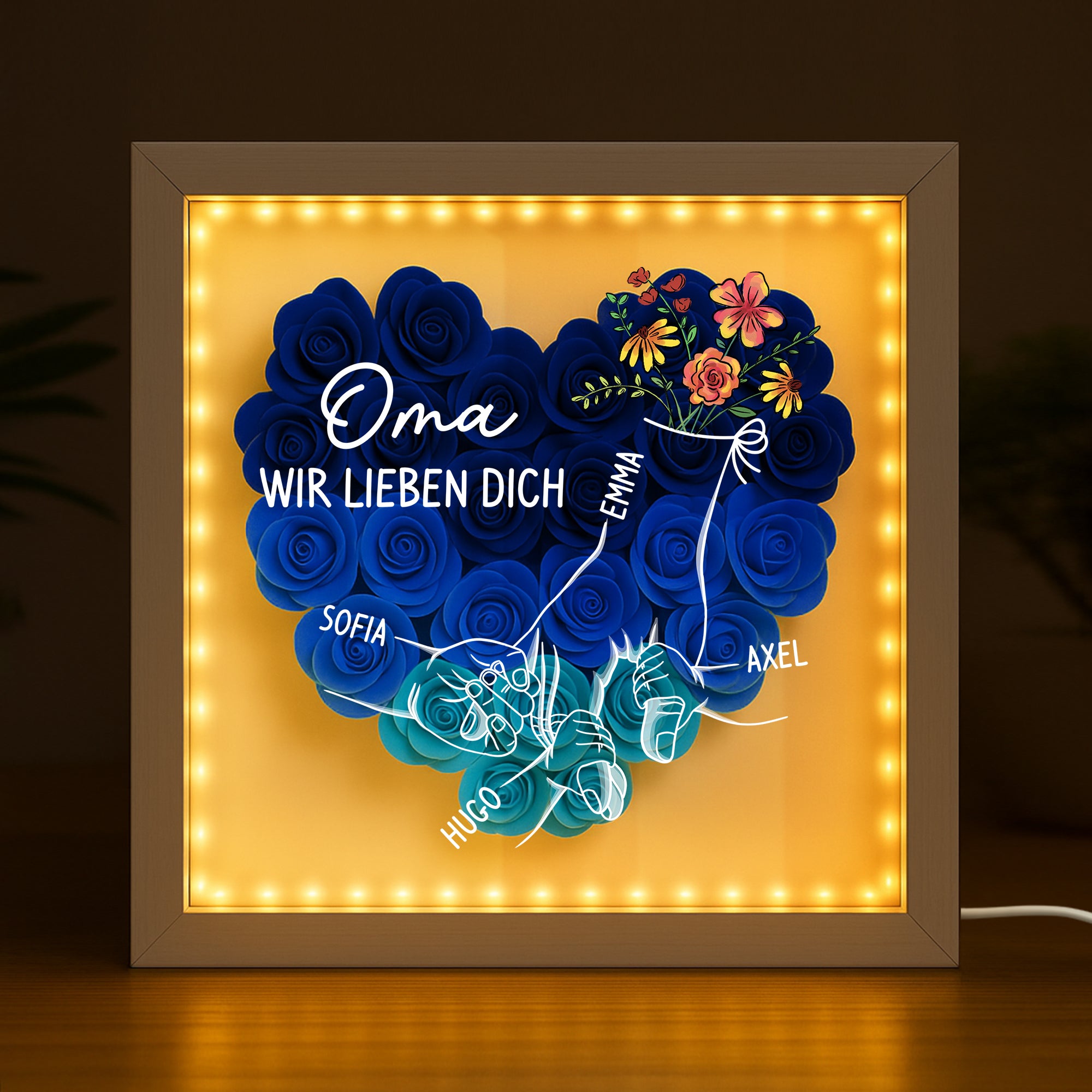 8208OGE2 mama wir lieben dich personalisiertes geschenk  blumen 3d bilderrahmen mamaoma 8208o6paa