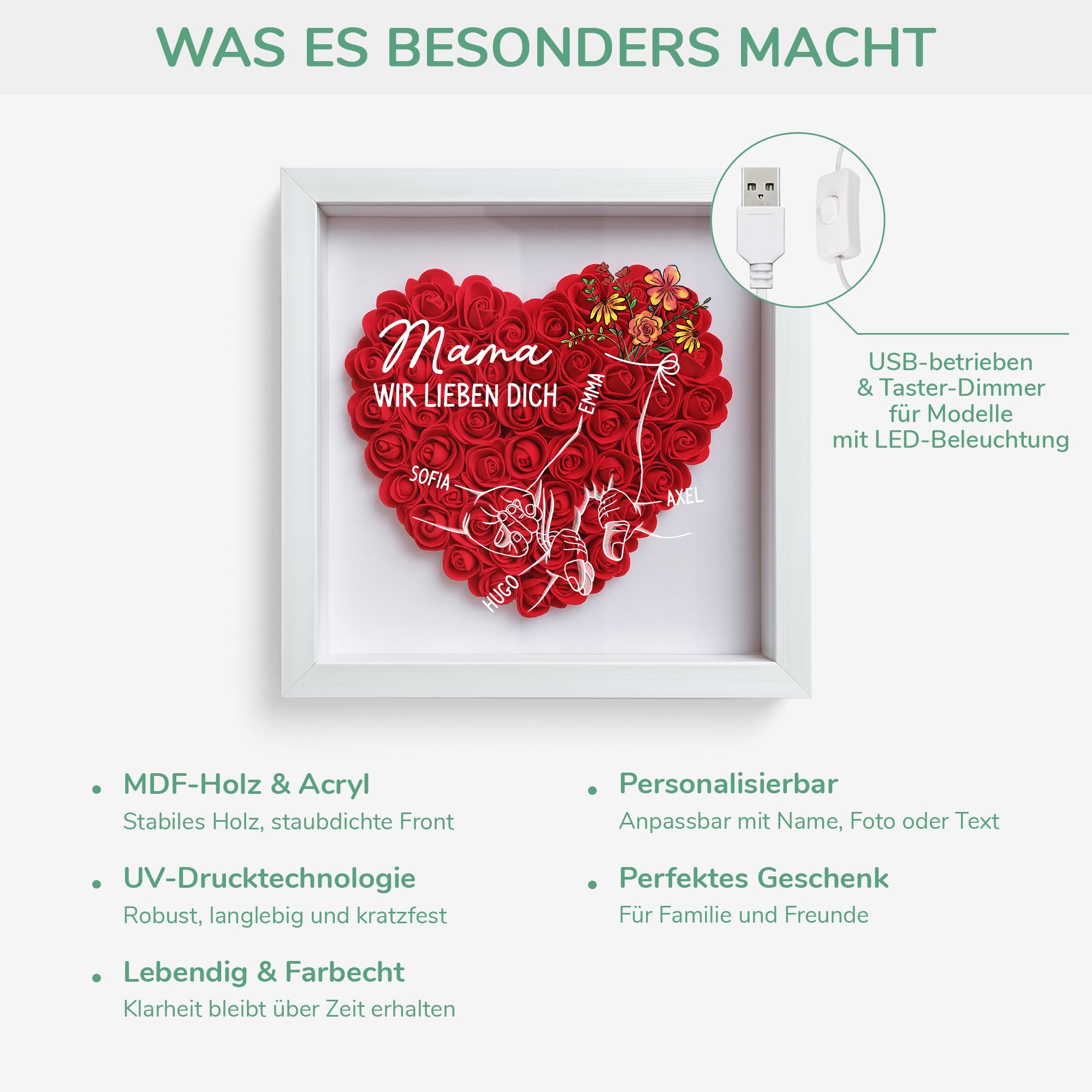 8208OGE4 mama wir lieben dich personalisiertes geschenk  blumen 3d bilderrahmen mamaoma 8208o6paa