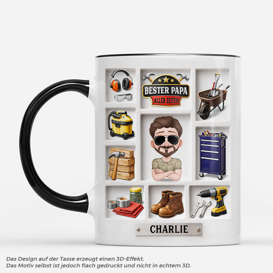 8221MGE1 3d druck effekt bester papa aller zeiten personalisiertes geschenk  cartoon opapapa tasse 8221m8fmb