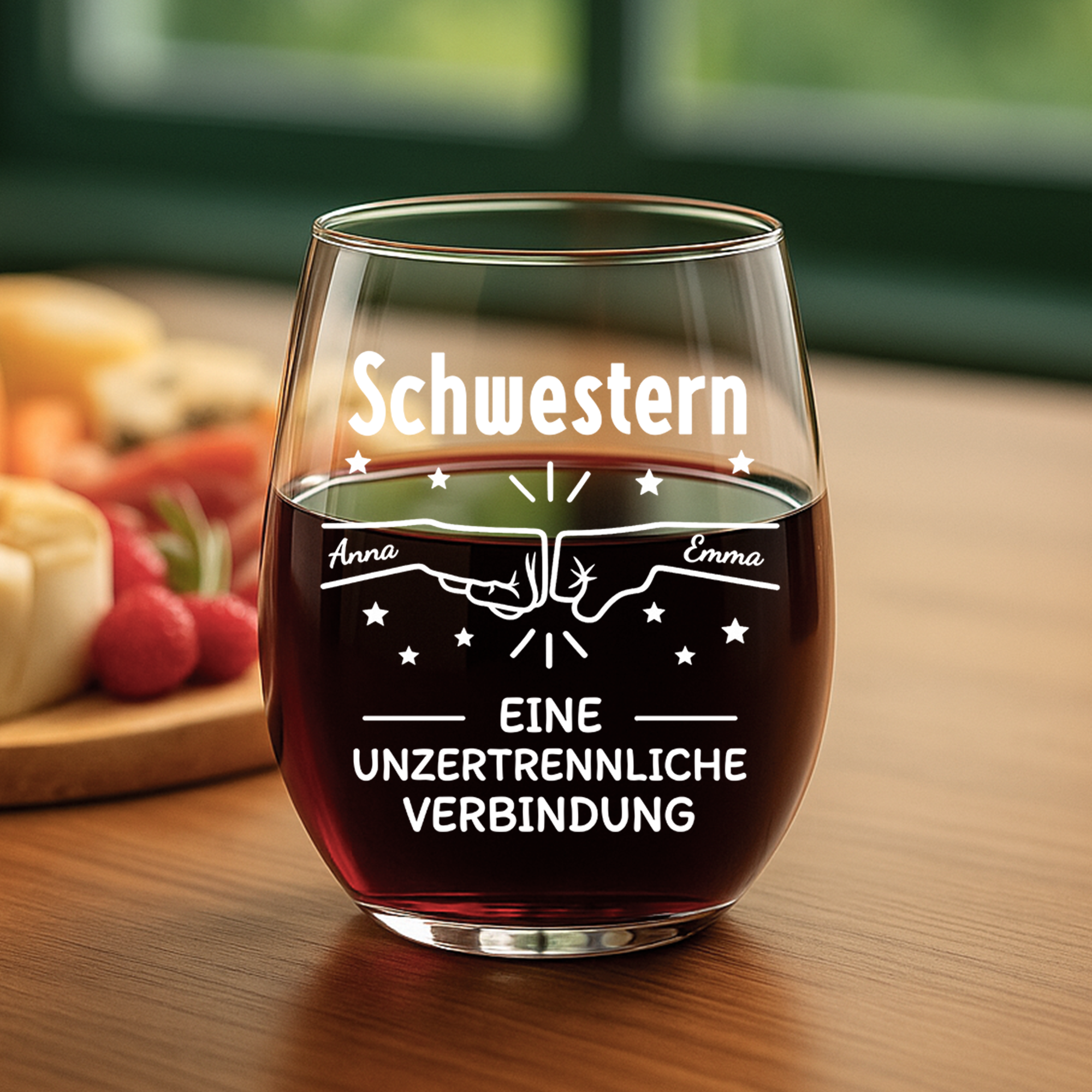 8255IGE2 eine unzertrennliche verbindung personalisiertes geschenk  weinglas ohne stiel schwester bruder 8255iah5e