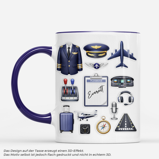 8285MGE1 3d druck effekt flugbuch personalisierte geschenke fur manner  pilot tasse 8285mcfnb
