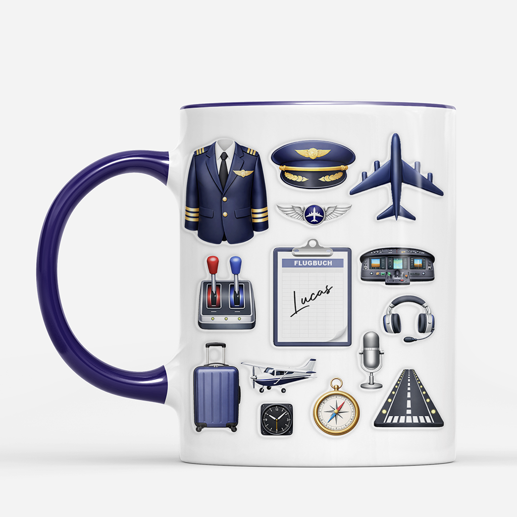 8285MGE2 3d druck effekt flugbuch personalisierte geschenke fur manner  pilot tasse 8285mcfnb