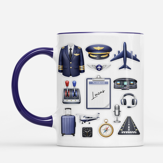 8285MGE2 3d druck effekt flugbuch personalisierte geschenke fur manner  pilot tasse 8285mcfnb