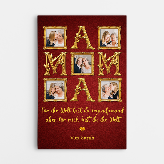 8299CGE1 3d druck effekt fur die welt bist du eine mutter aber fur mich bist du die welt personalisiertes geschenk  leinwand mama oma gold 8299cnhwa