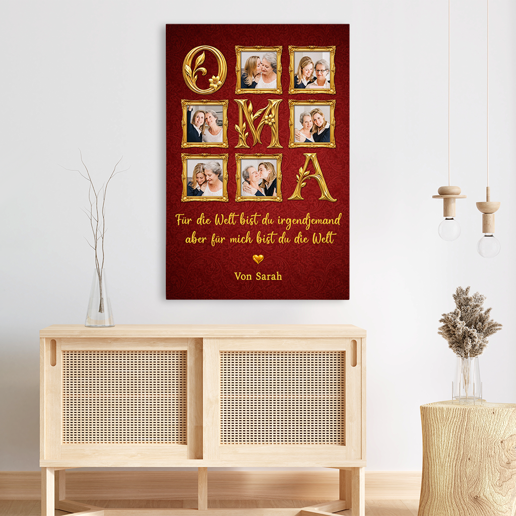 8299CGE3 3d druck effekt fur die welt bist du eine mutter aber fur mich bist du die welt personalisiertes geschenk  leinwand mama oma gold 8299cnhwa