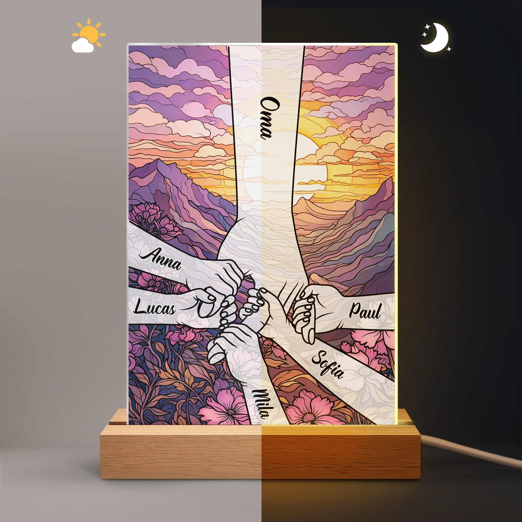 8307LGE5 hand in hand personalisierte geschenke mama  nachtlicht_ sonnenuntergang 8307ltpca