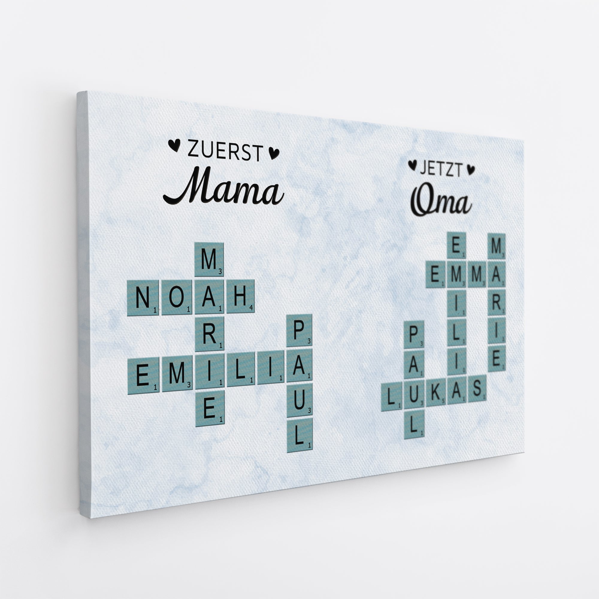 8314CGE2 zuerst mama jetzt oma personalisiertes kreuzwortratsel geschenk  leinwand marmor 8314c8p5a