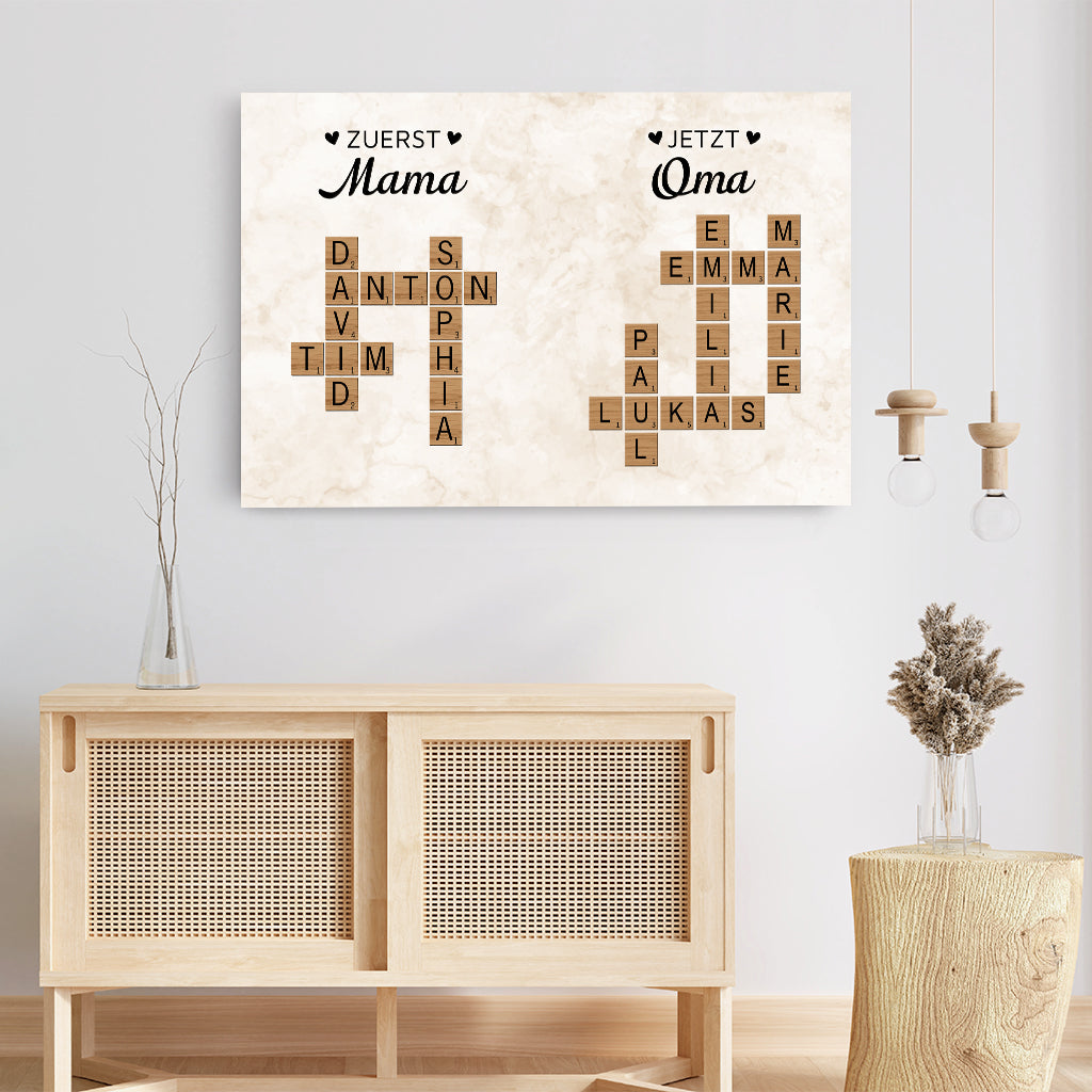 8314CGE3 zuerst mama jetzt oma personalisiertes kreuzwortratsel geschenk  leinwand marmor 8314c8p5a