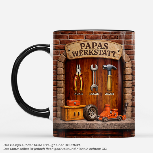 8326MGE1 3d druck effekt papas werkstatt personalisiertes geschenk  opa papa tasse mauersteine 8326msxmb
