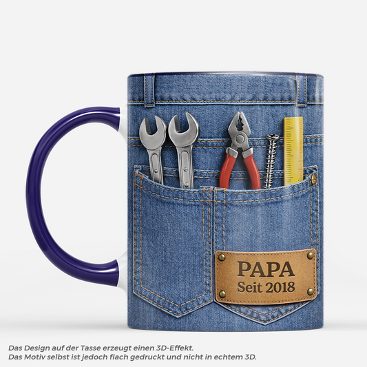 8327MGE1 3d druck effekt papa seit personalisiertes geschenk  opa papa tasse jeans 8327msftb