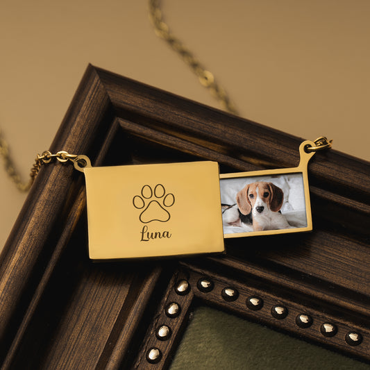 8334JGE2 pfote _ foto briefumschlag kette personalisiertes geschenk  kette katze hund 8334j8p5d