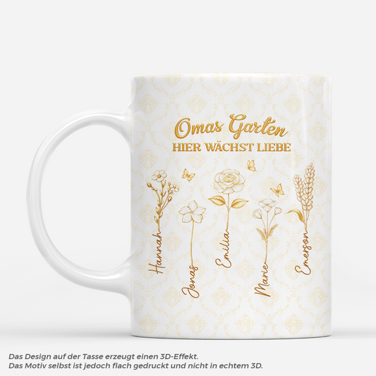 8338MGE1 3d druck effekt omas garten hier wachst liebe personalisiertes geschenk  mama oma tasse gold 8338msxza
