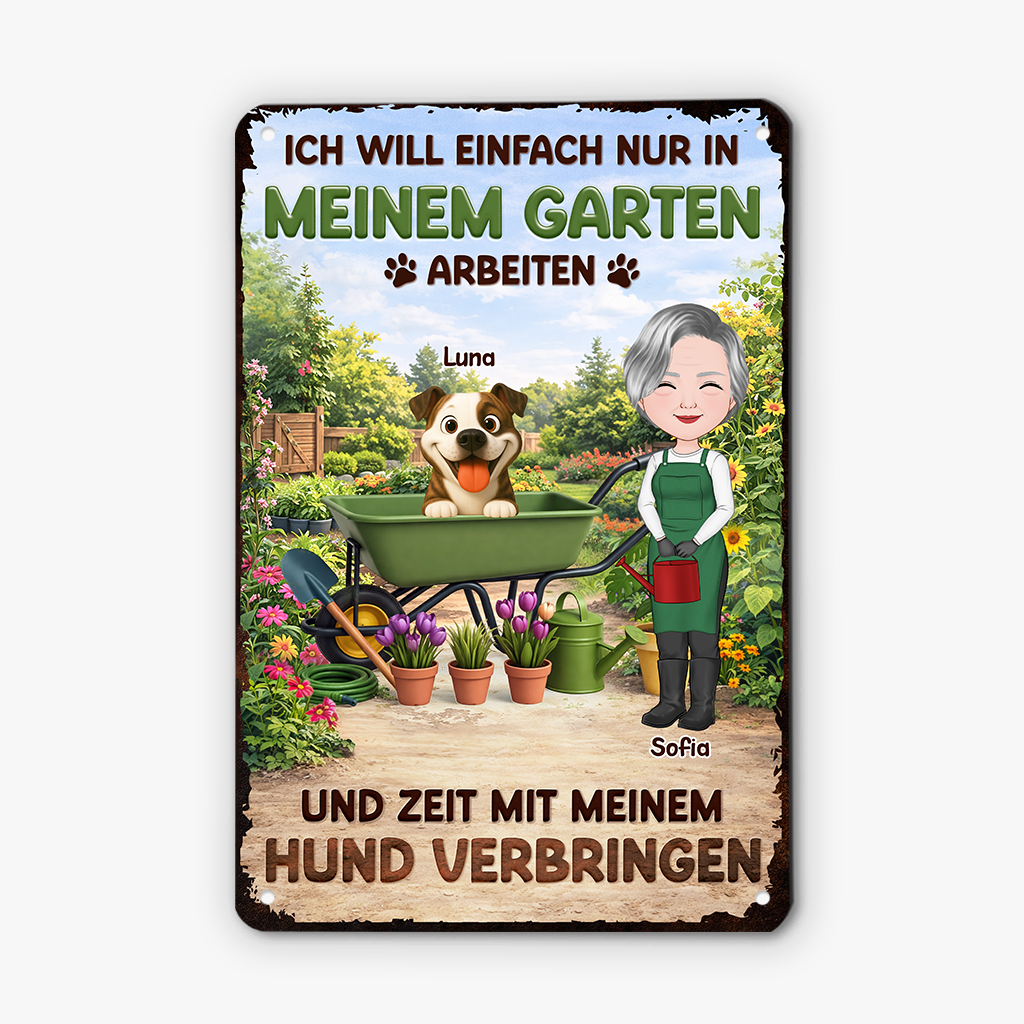 8343EGE2 garten arbeiten und zeit mit meinen hunden verbringen personalisierte hunde geschenke  turschild 8343eskzc