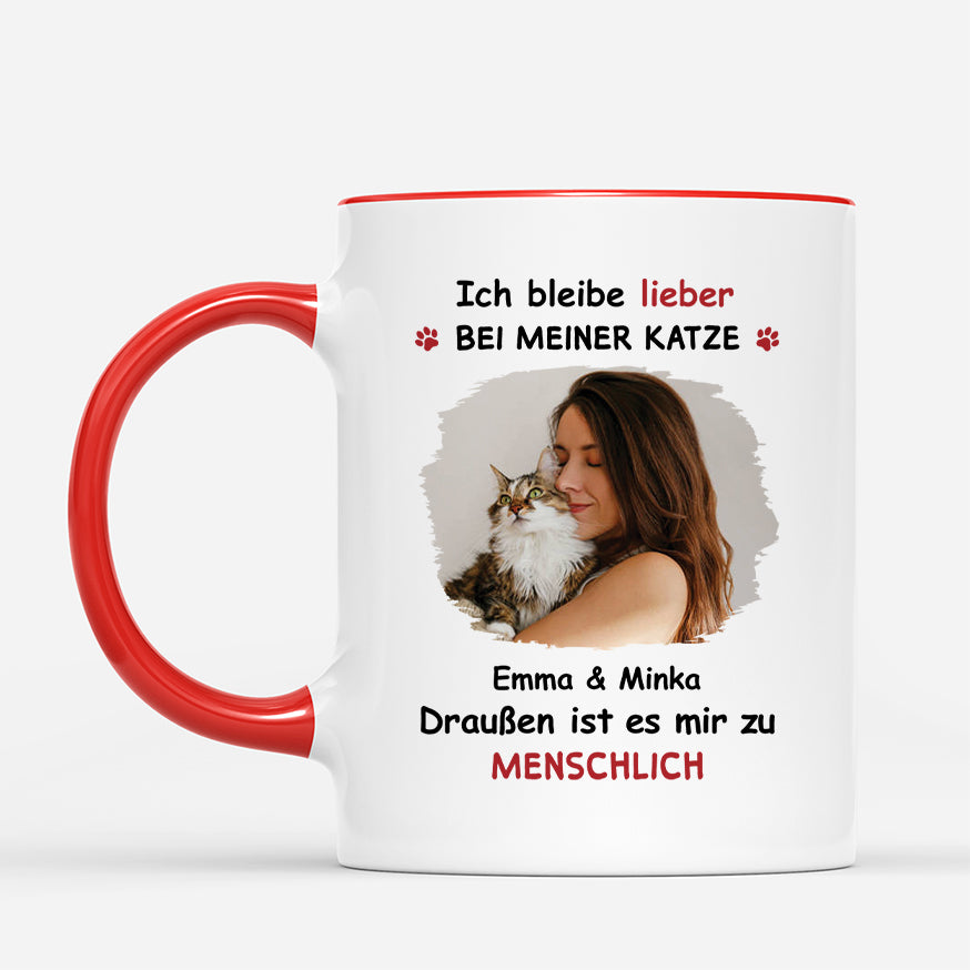 8346MGE2 ich bleibe lieber bei meinem hund draussen ist es mir zu menschlich personalisierte geschenke foto  hund katzen tasse 8346m8qtc