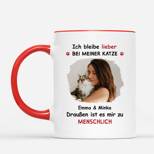 8346MGE2 ich bleibe lieber bei meinem hund draussen ist es mir zu menschlich personalisierte geschenke foto  hund katzen tasse 8346m8qtc