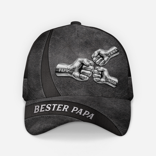 8358JGE1 3d druck effekt bester papa aller zeiten personalisiertes geschenk  kappen papa opa silber 8358j3hma