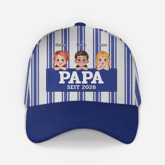 8369JGE1 papa seit personalisiertes geschenk  kappen papa mama cartoon streifen 8369j 1