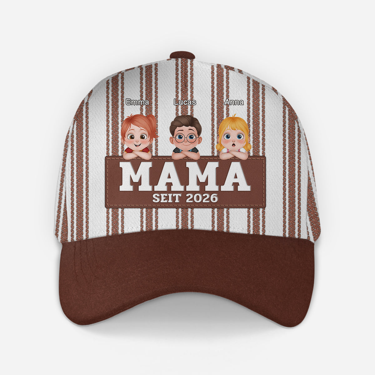 8369JGE1 papa seit personalisiertes geschenk  kappen papa mama cartoon streifen 8369j 2