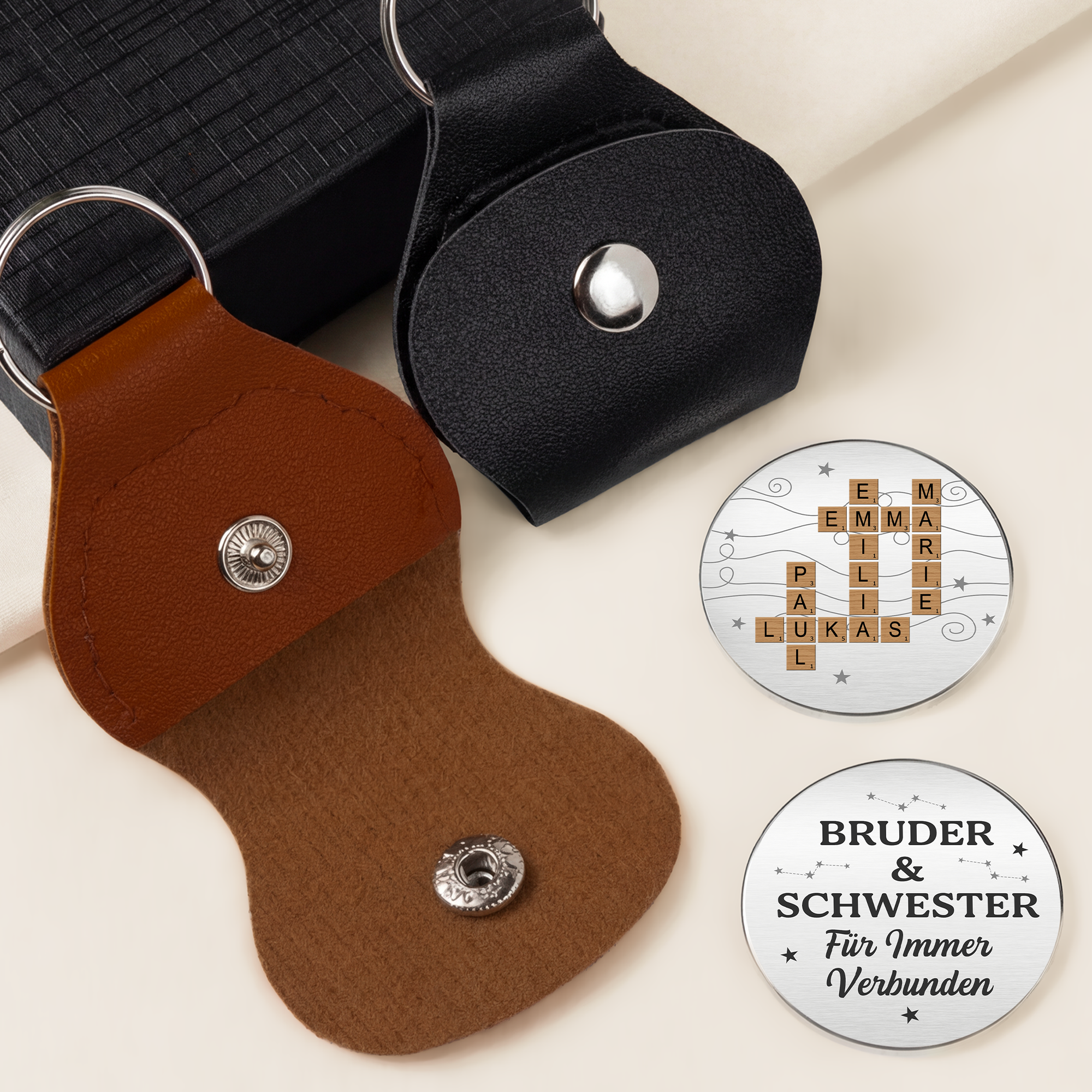 8372AGE2 geschwister personalisiertes kreuzwortratsel geschenk  pocket hug schlusselanhanger 8372aj6fca