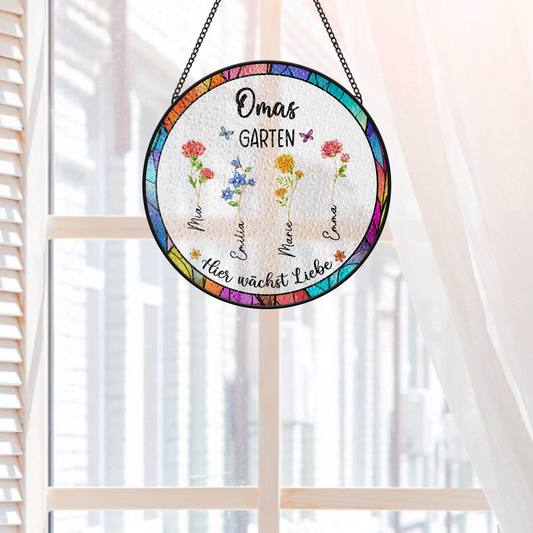 8376UGE2 mamas garten hier wachst liebe personalisiertes geschenk  buntglas sonnenfanger mama oma 8376ucx5a