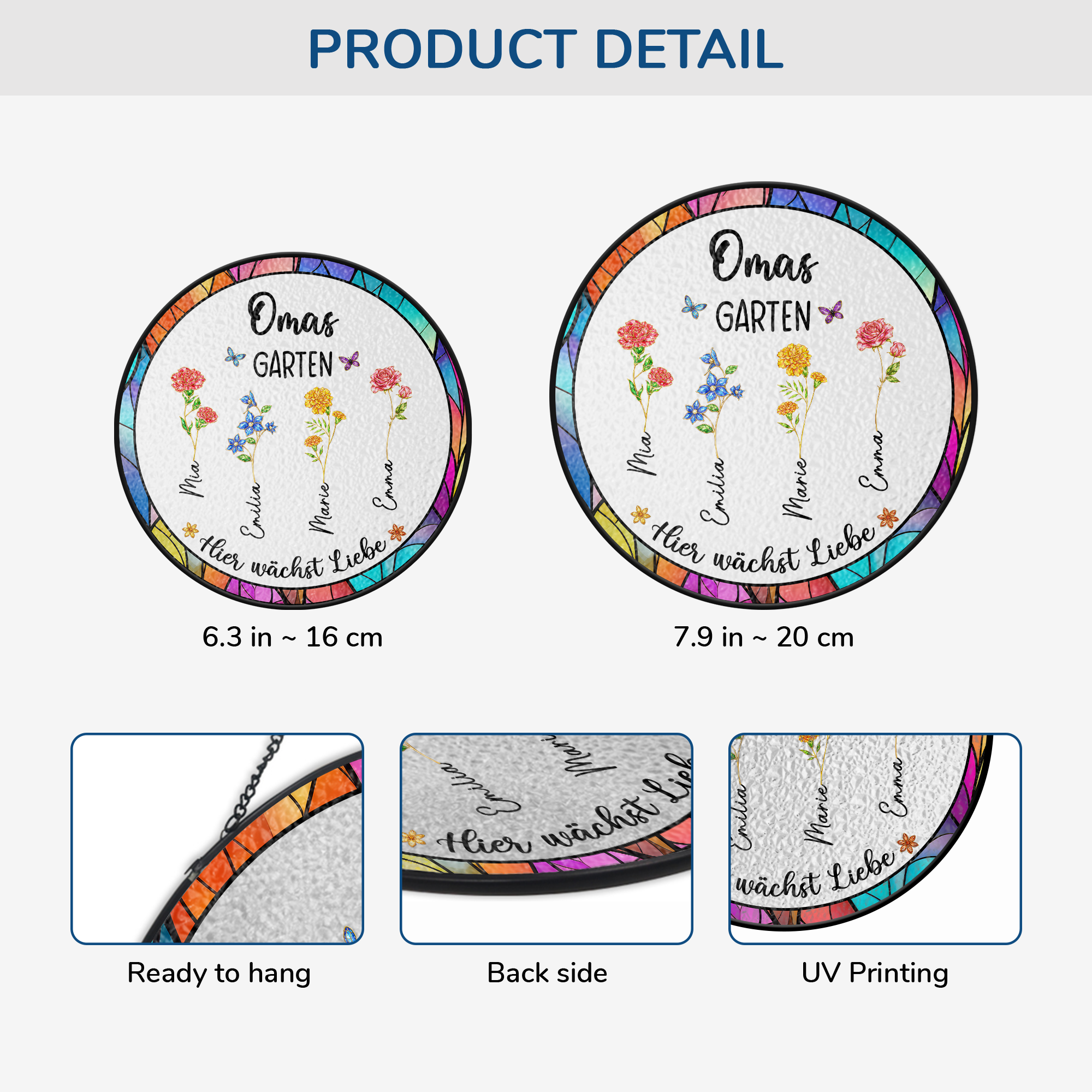 8376UGE3 mamas garten hier wachst liebe personalisiertes geschenk  buntglas sonnenfanger mama oma 8376ucx5a