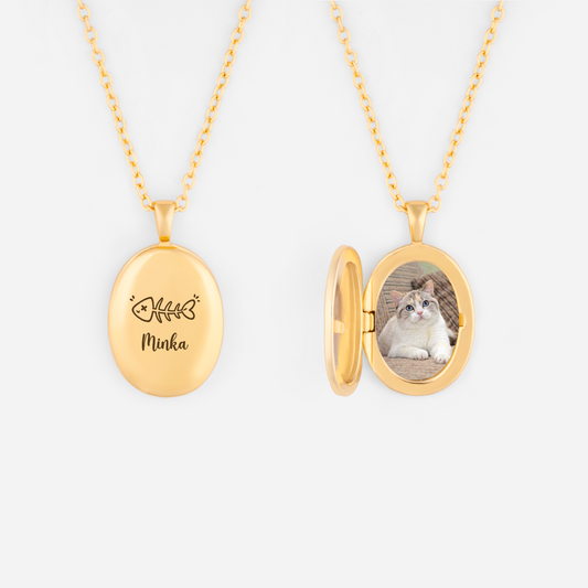 8382JGE1 pfote _ foto personalisiertes geschenk  kette mit ovalem anhanger hund katze 8382jsh5d