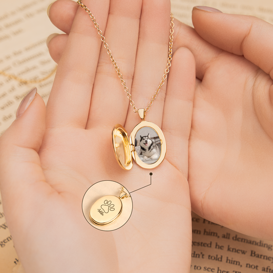 8382JGE2 pfote _ foto personalisiertes geschenk  kette mit ovalem anhanger hund katze 8382jsh5d