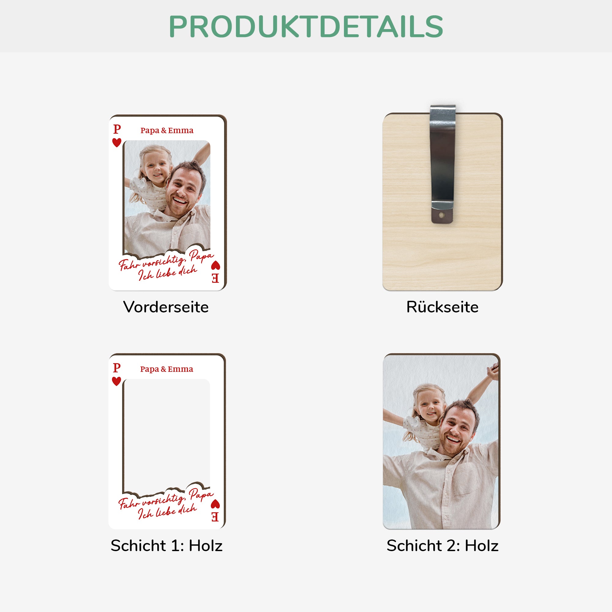 8410GGE3 fahr vorsichtig personalisierte geschenke foto  auto visier clip papa mama spielkarte 8410g8pab