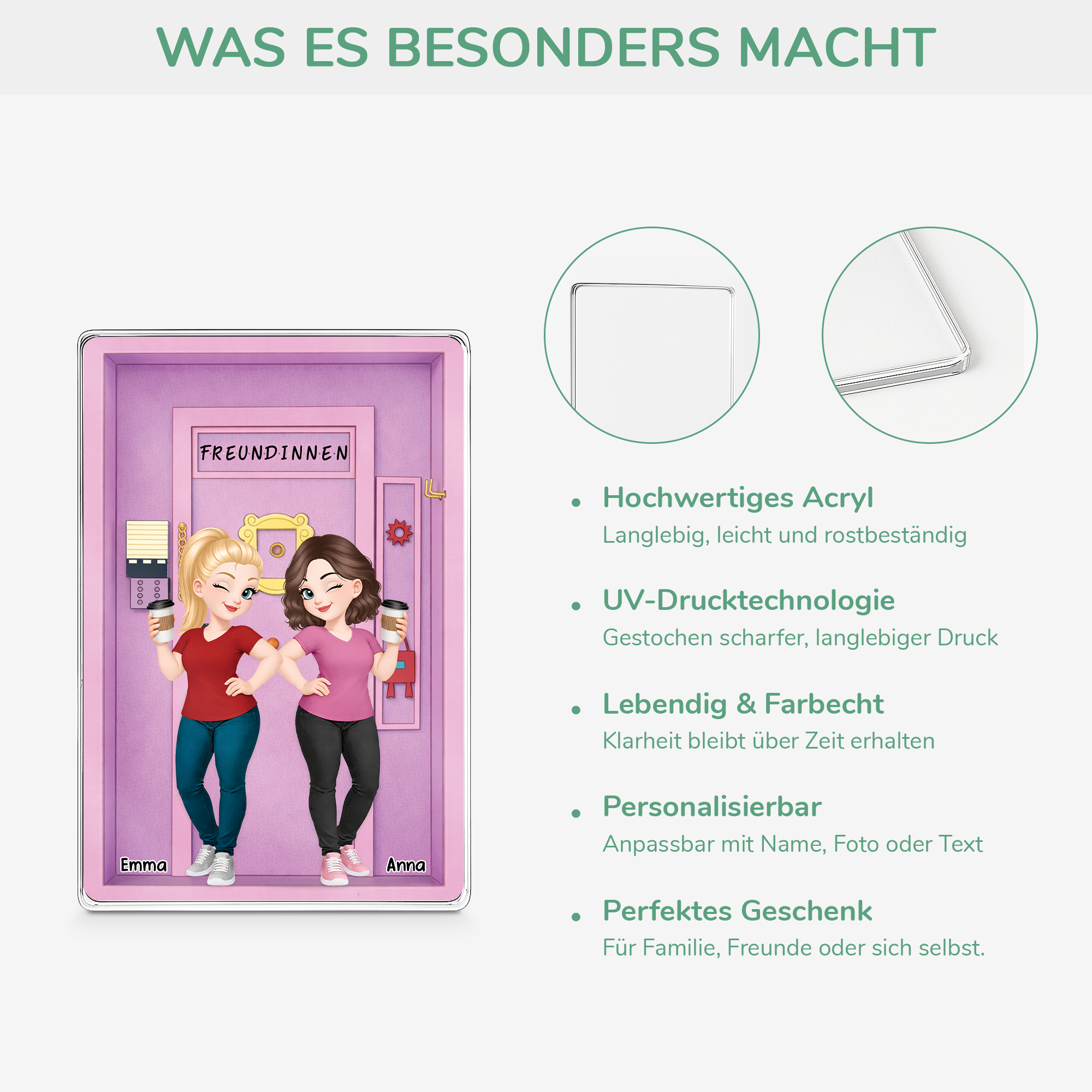 8418RGE4 3d druck effekt besties personalisierte geschenke fur beste freunde  rechteck acryl aufsteller 8418rcecf