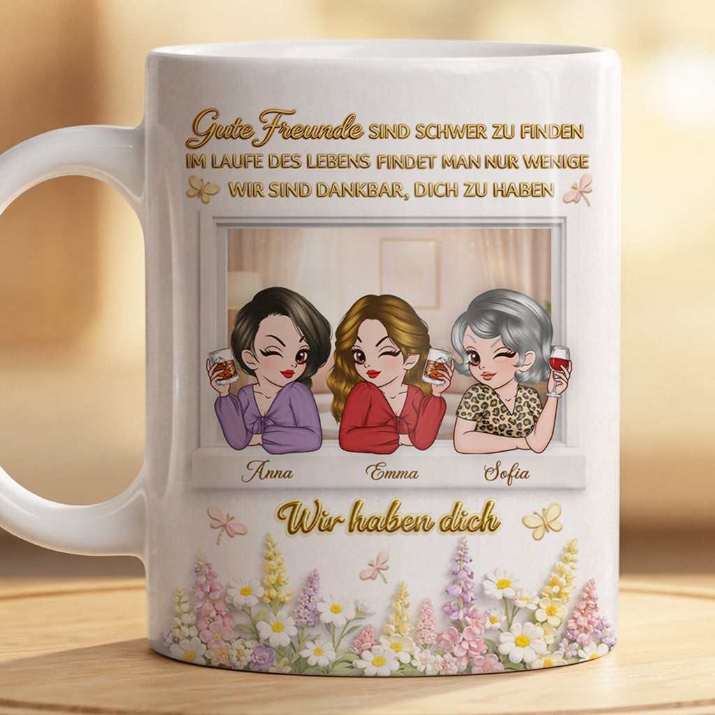 8440MGE2 3d druck effekt gute freunde sind schwer zu finden personalisierte geschenke beste freundin  tassen fenster 8440msdcf