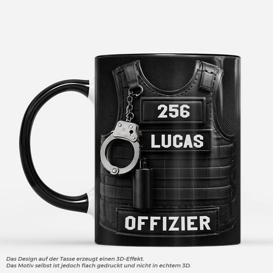 8442MGE1 3d druck effekt polizei ausrustung personalisierte geschenke fur manner  tasse offizier  8442msemb
