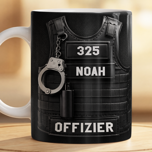 8442MGE2 3d druck effekt polizei ausrustung personalisierte geschenke fur manner  tasse offizier  8442msemb
