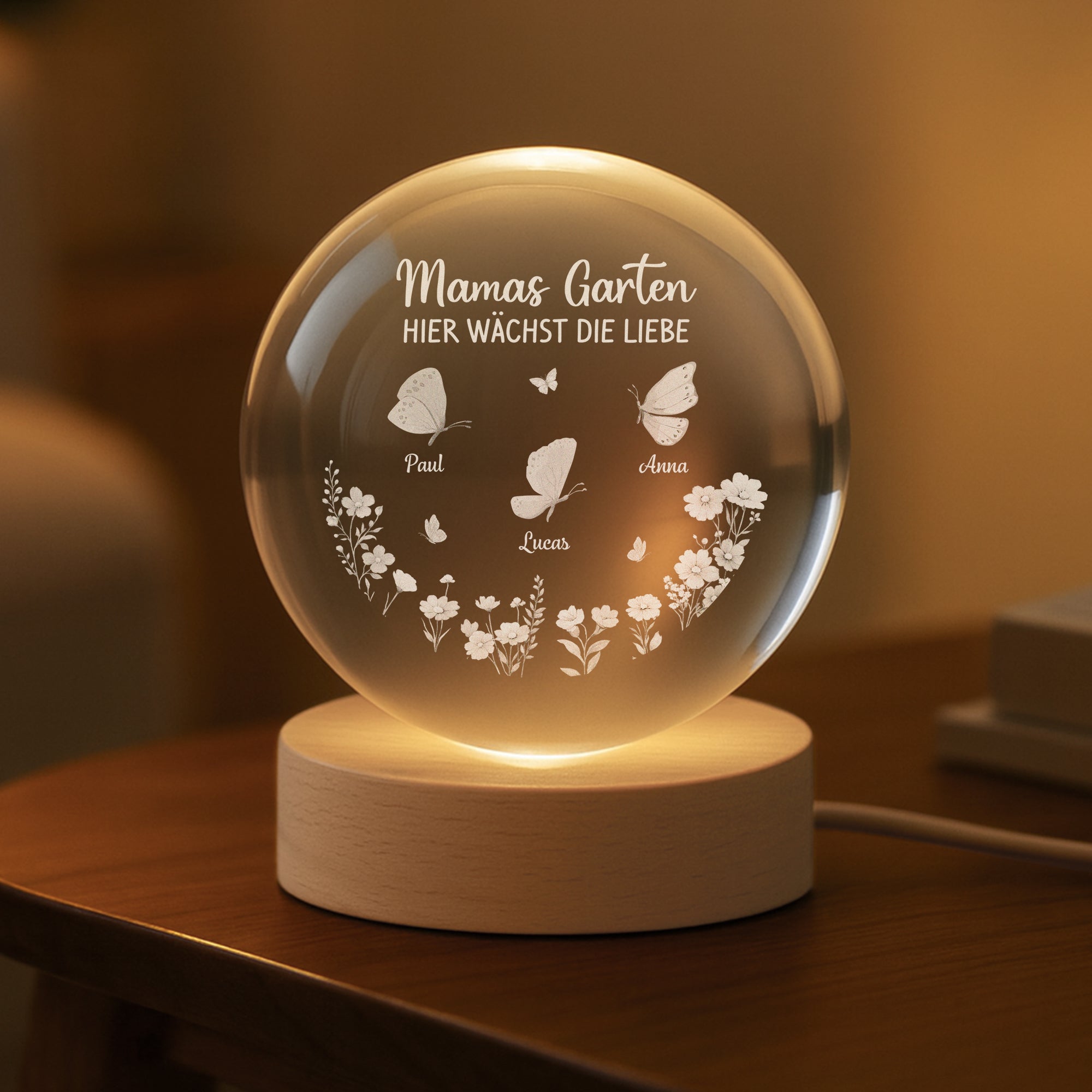 8445LGE2 omas garten hier wachst liebe personalisiertes geschenk garten  kristallkugel oma mama 8445lsqca
