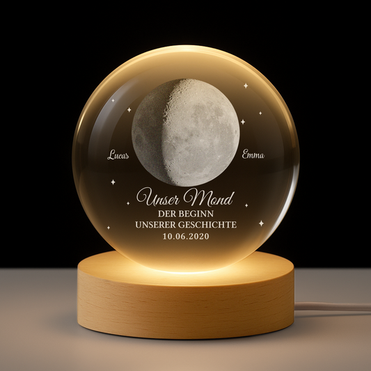 8448LGE1 die nacht in der wir uns fanden personalisierte paar geschenke  kristallkugel mondphase 8448lshag