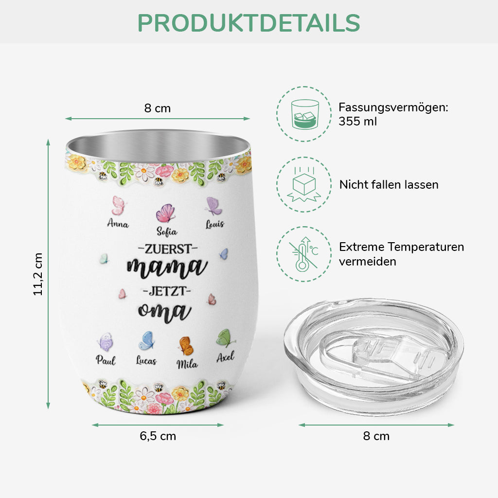 8457TGE3 3d druck effekt erst mama jetzt oma personalisiertes geschenk  355ml thermobecher schmetterlinge 8457t8pca