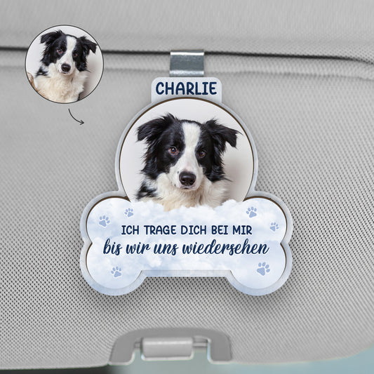 8474GGE1 ich trage dich bei mir bis wir uns wiedersehen personalisierte trauergeschenke  auto visier clip foto 8474g6qza