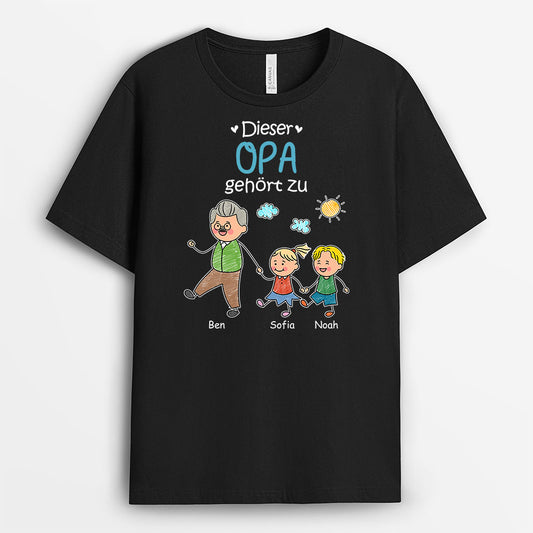 8489AGE1 dieser opa gehort zu personalisiertes geschenk  t shirt opa oma papa mama buntstifte 8489a8d5b