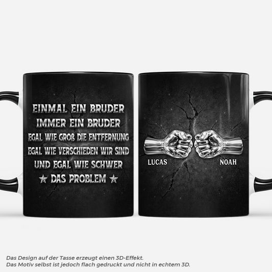 8492MGE1 3d druck effekt einmal bruder immer bruder personalisiertes geschenk  beste freunde tasse 8492m3eme