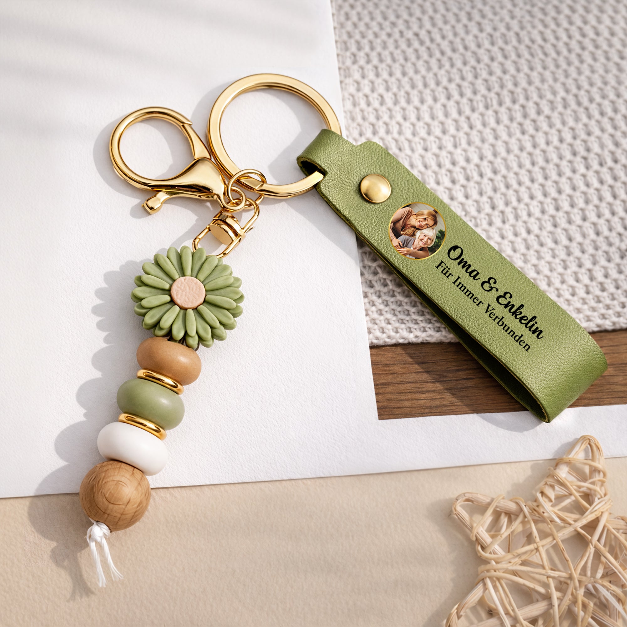 8510MGE2 fur immer verbunden personalisierte geschenke foto  daisy schlusselanhanger perlen mama oma tochter 8510mj8pwa