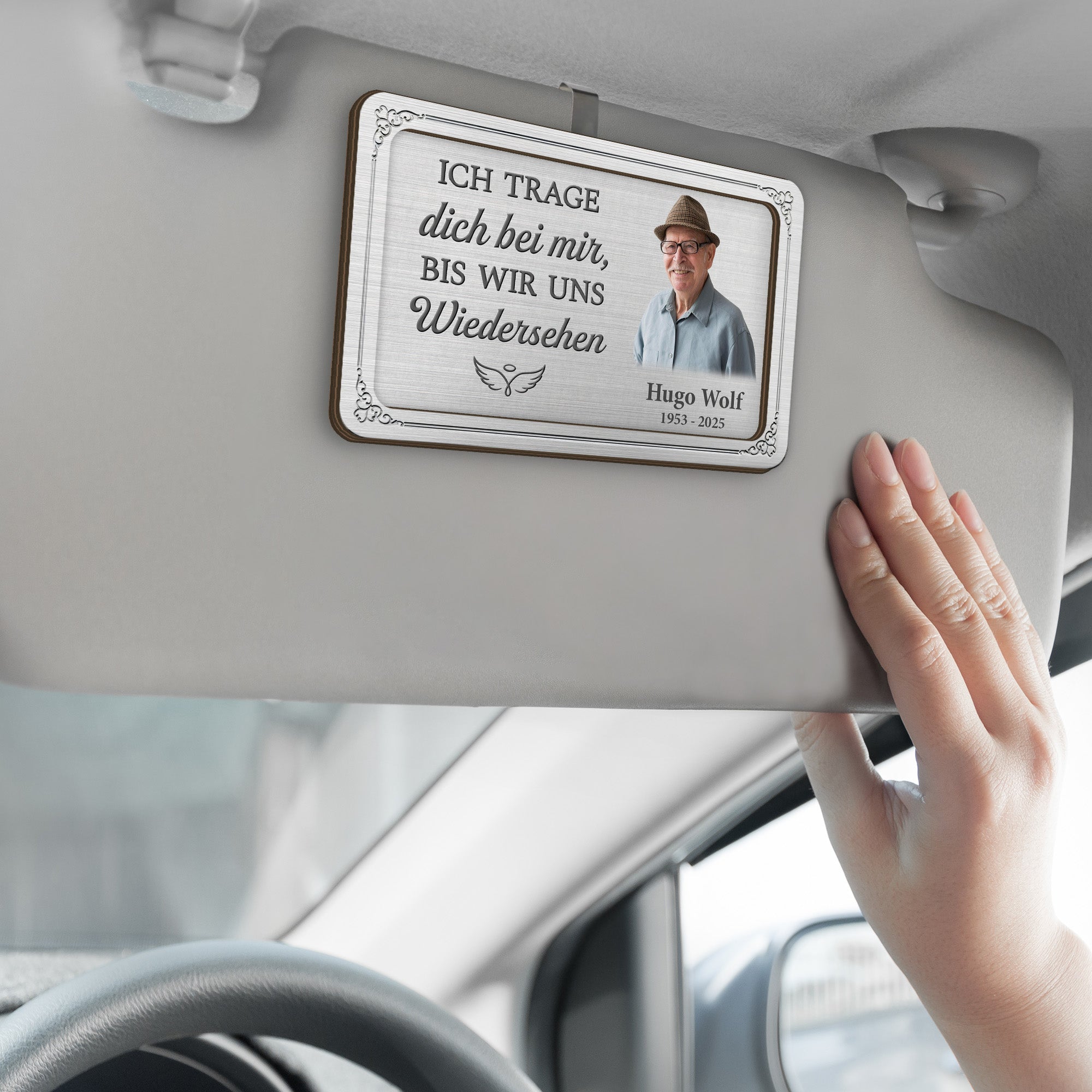 8511GGE2 du bist immer in meinem herzen personalisierter auto visier clip foto papa mama zur erinnerung 8511gtlwa