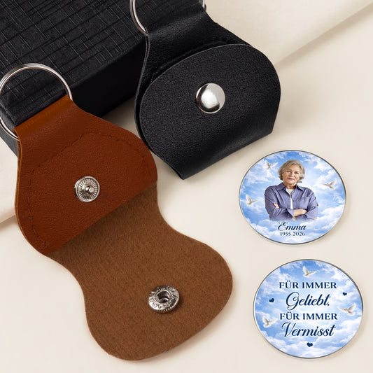 8518AGE2 immer in meinen gedanken fur ewig in meinem herzen personalisierte trauergeschenke  pocket hug schlusselanhanger foto papa mama 8518ajcpmb