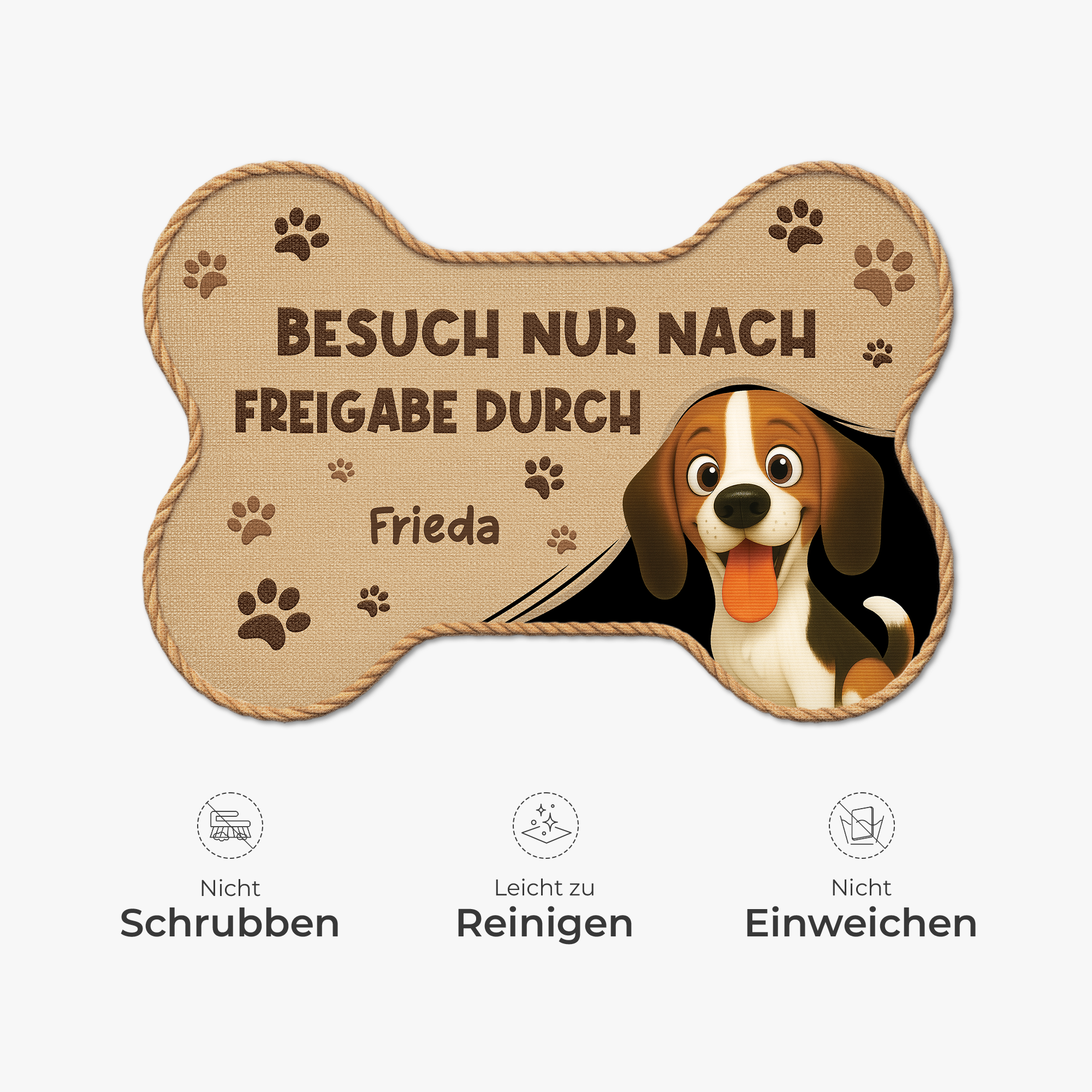 8546AGE5 besuch nur nach freigabe durch personalisiertes hunde geschenk  fussmatte_ unregelmassige form 8546ad8ezc