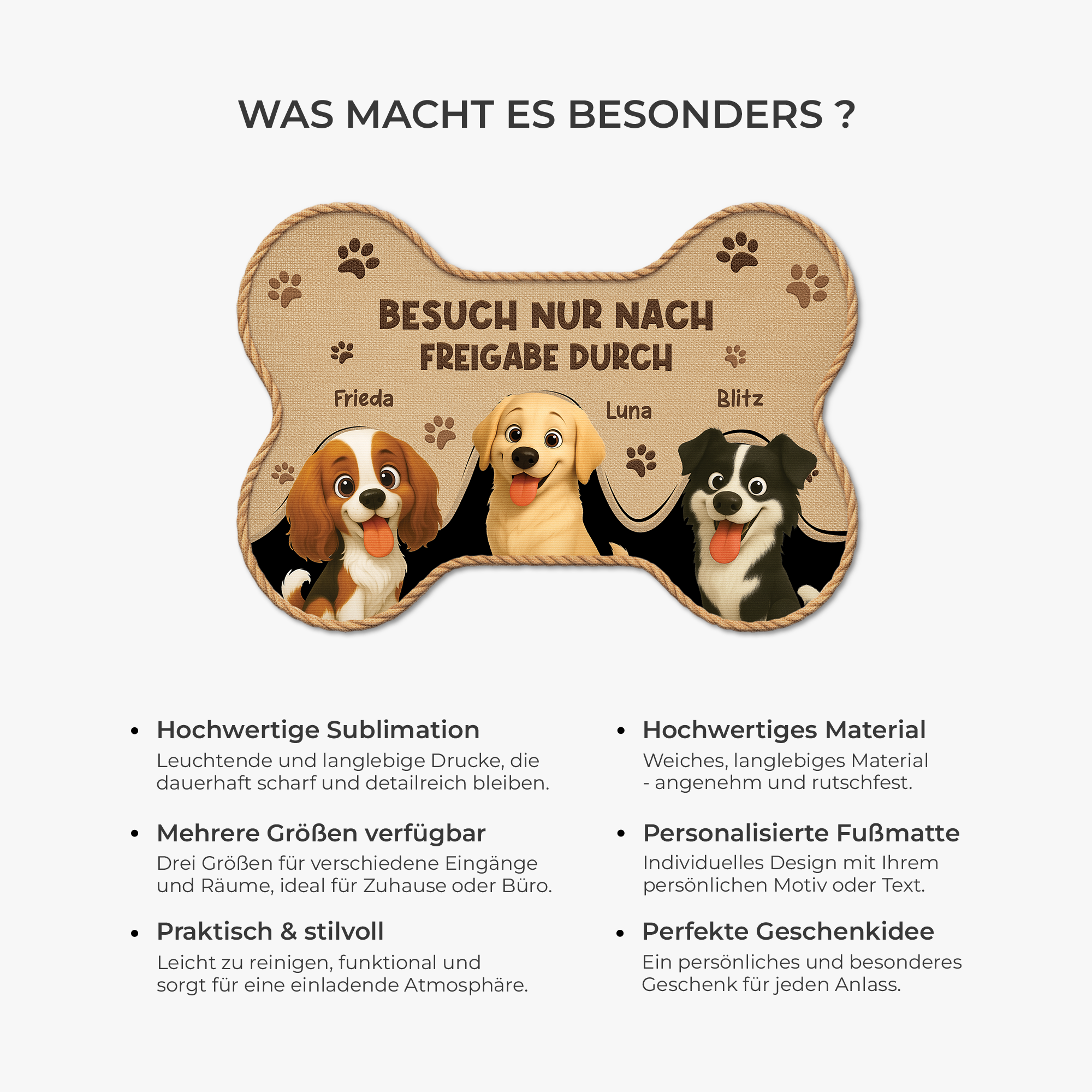 8546AGE6 besuch nur nach freigabe durch personalisiertes hunde geschenk  fussmatte_ unregelmassige form 8546ad8ezc