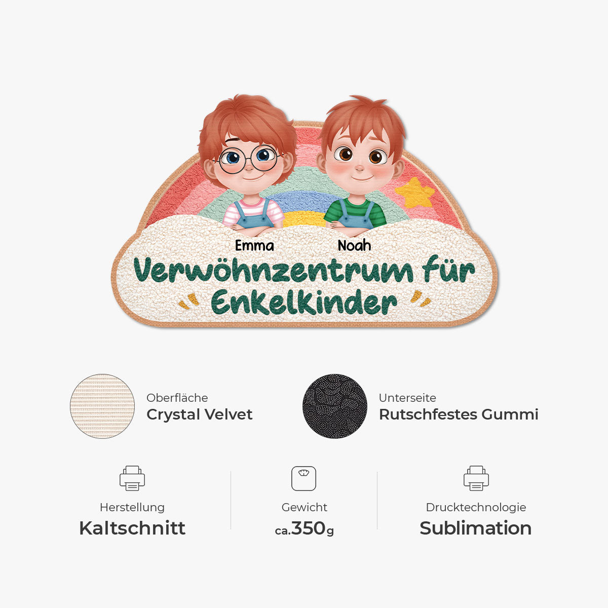 8554AGE4 verwohnzentrum fur enkelkinder personalisiertes geschenk  fussmatte oma und opa unregelmassige form regenbogen 8554adtkla