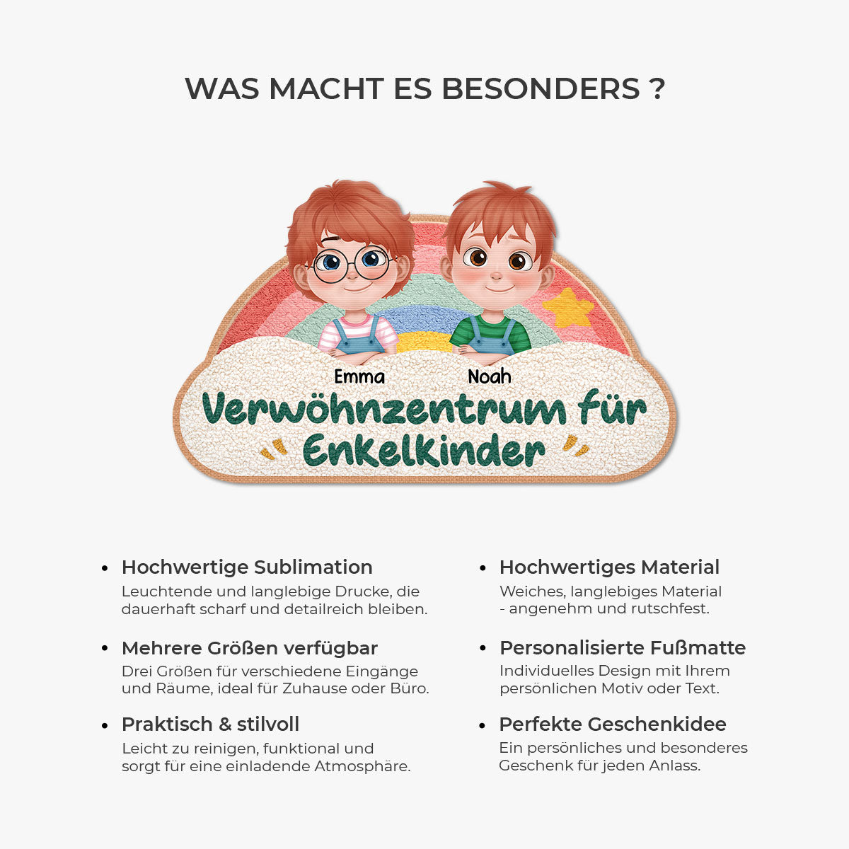 8554AGE6 verwohnzentrum fur enkelkinder personalisiertes geschenk  fussmatte oma und opa unregelmassige form regenbogen 8554adtkla