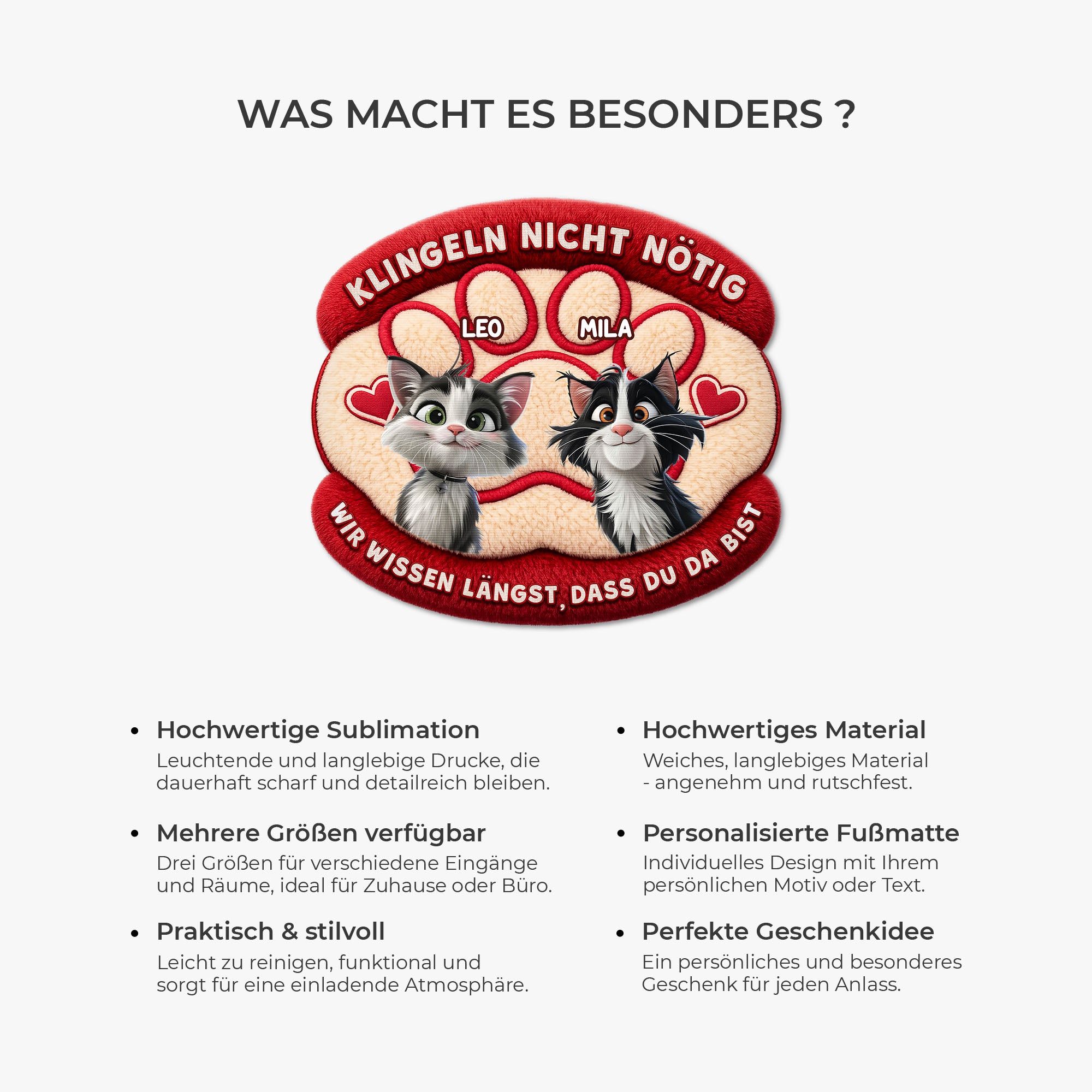 8564AGE1 klopfen nicht notig wir wissen langst dass du da bist personalisierte geschenke katze  fussmatte unregelmassige form 8564adavwd_6