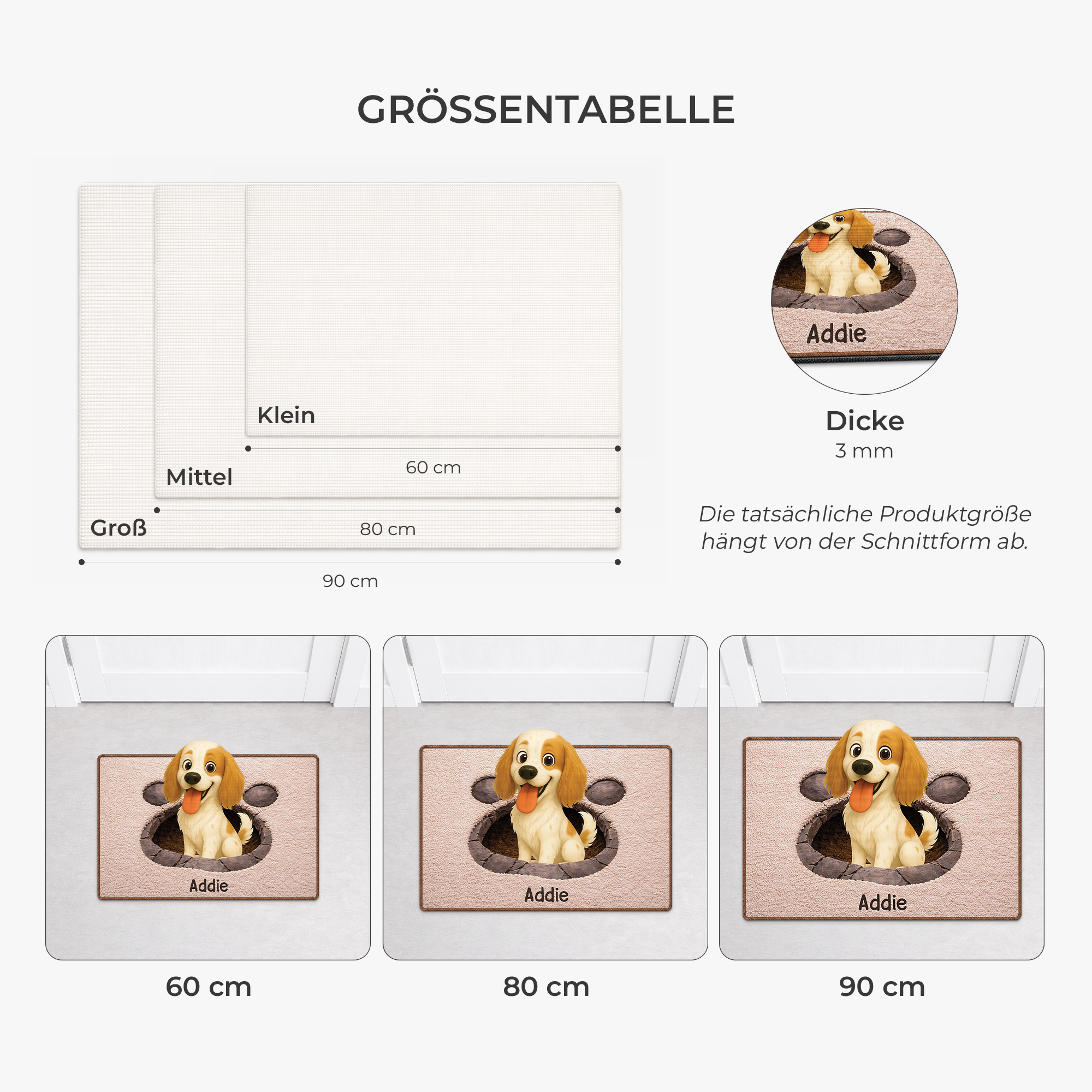 8565AGE3 3d druck effekt hund personalisiertes hunde geschenk  fussmatte unregelmassige form 8565adsfnc