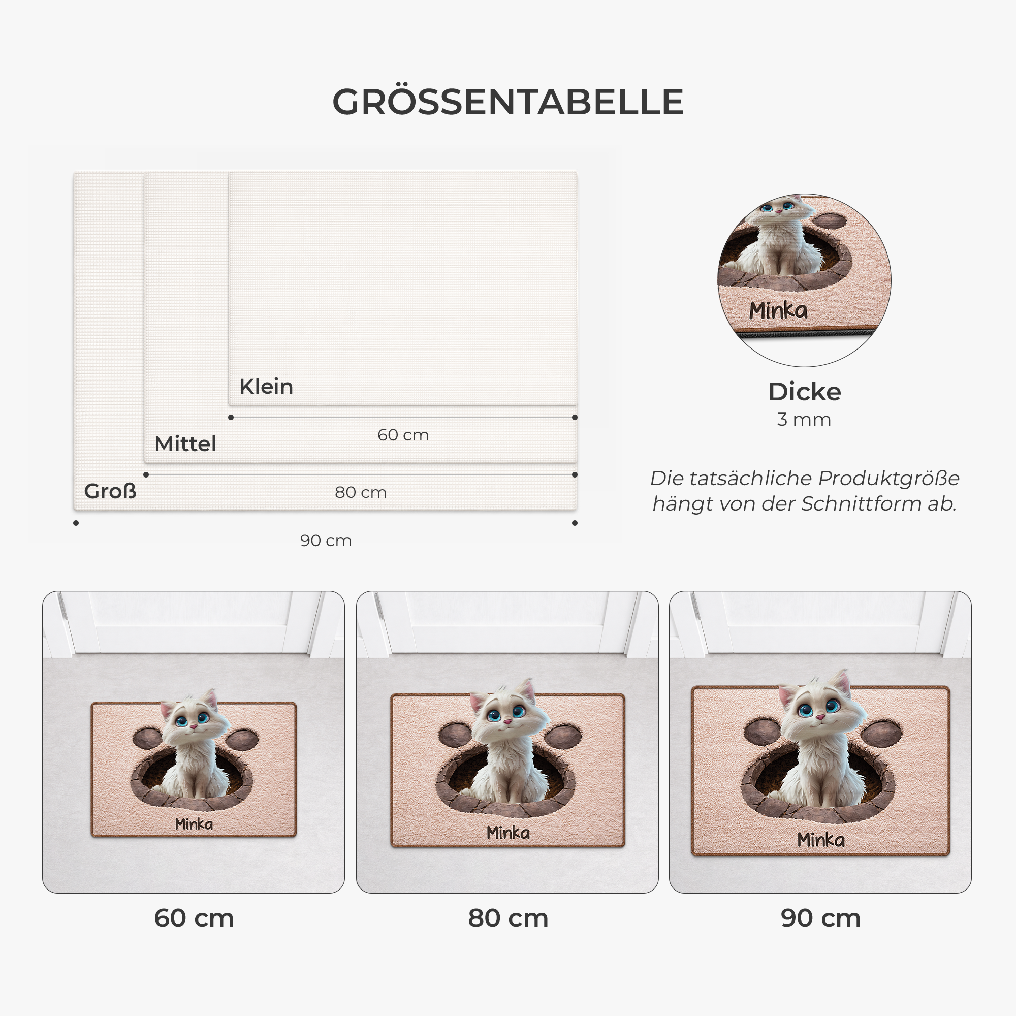 8565AGE3 3d druck effekt katze personalisierte geschenke katze  fussmatte unregelmassige form 8565adsfnd